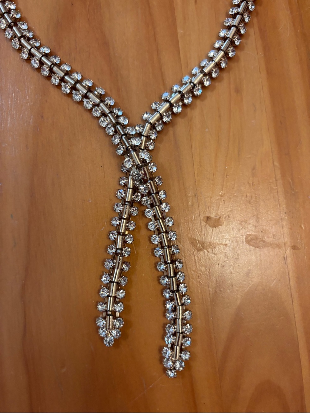 Anthropologie Silver Crystal Drop Y-Necklace